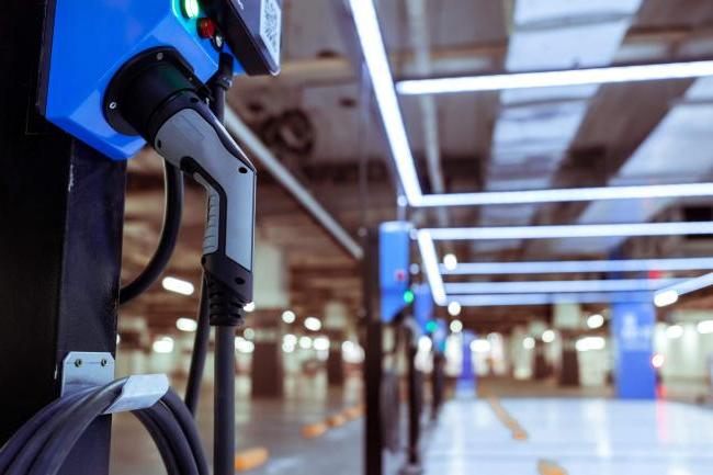 EV charging station in a parking lot